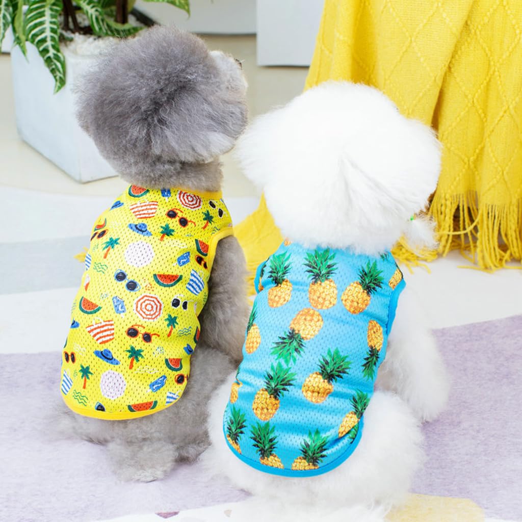 Qpets 2 Pack Dog Clothes Lovely Print Shirt for Small Dogs Yellow & Blue Summer Breathable Dog Vest Stretchy Dog Clothes Sleeveless Dog Clothes for Small Dogs, Cat (Size: M, Yellow+Blue) Qpets 2 Pack Dog Clothes Lovely Print Shirt for Small Dogs Yellow & Blue Summer Breathable Dog Vest Stretchy Dog Clothes Sleeveless Dog Clothes for Small Dogs, Cat (Size: M, Yellow+Blue)
